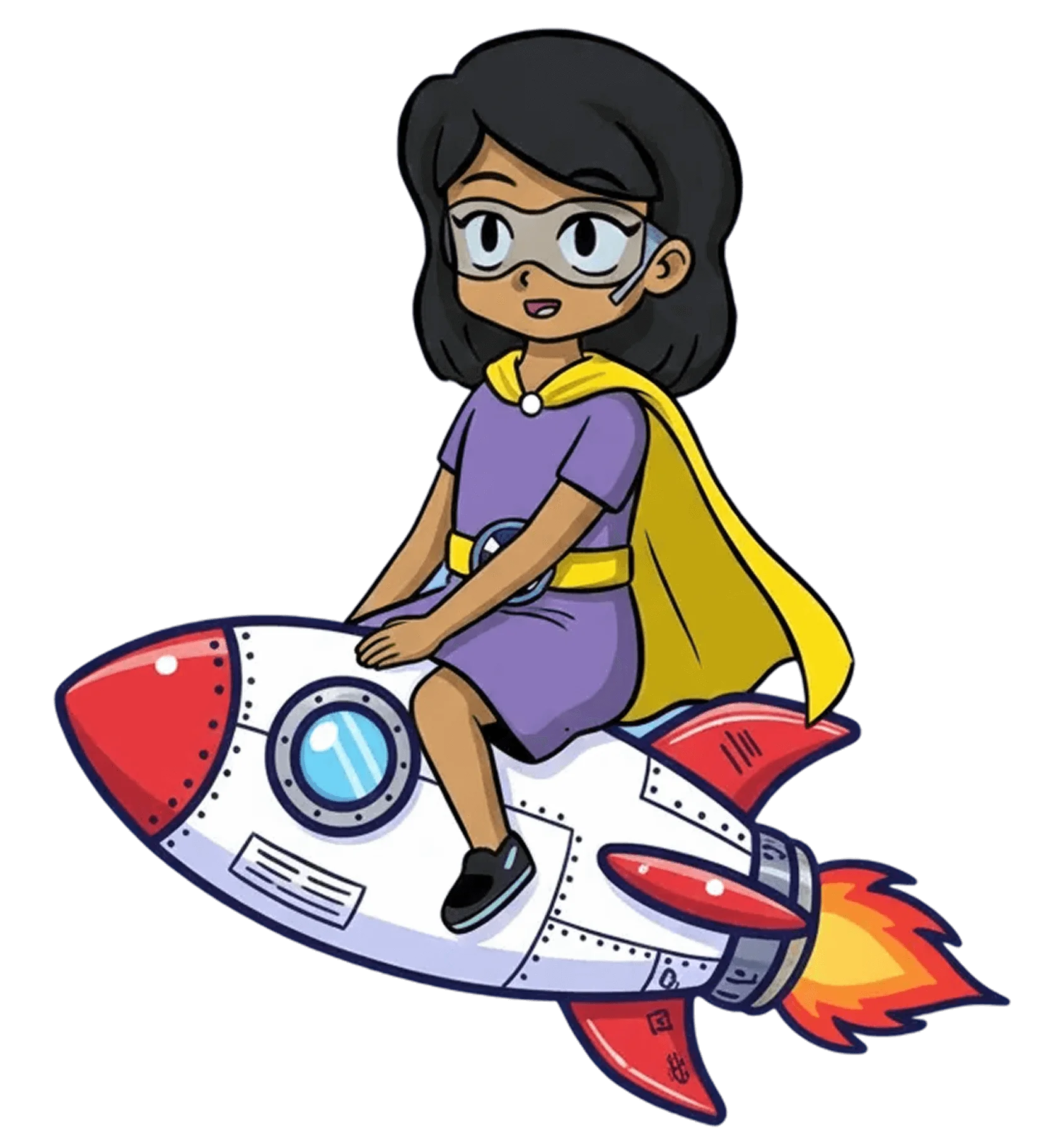 Digital Champion character on rocket