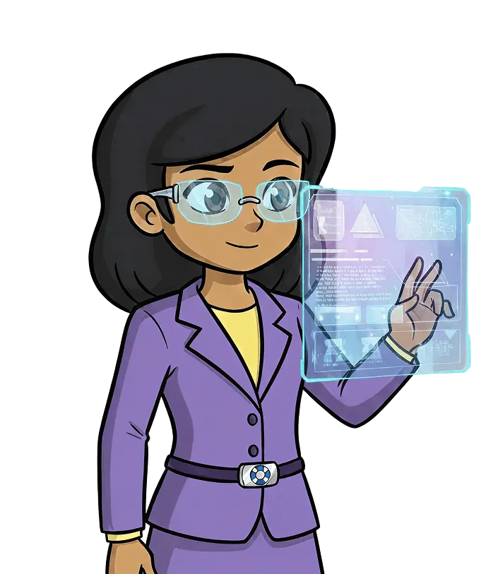 Captain Diginaut interacting with a futuristic interface
